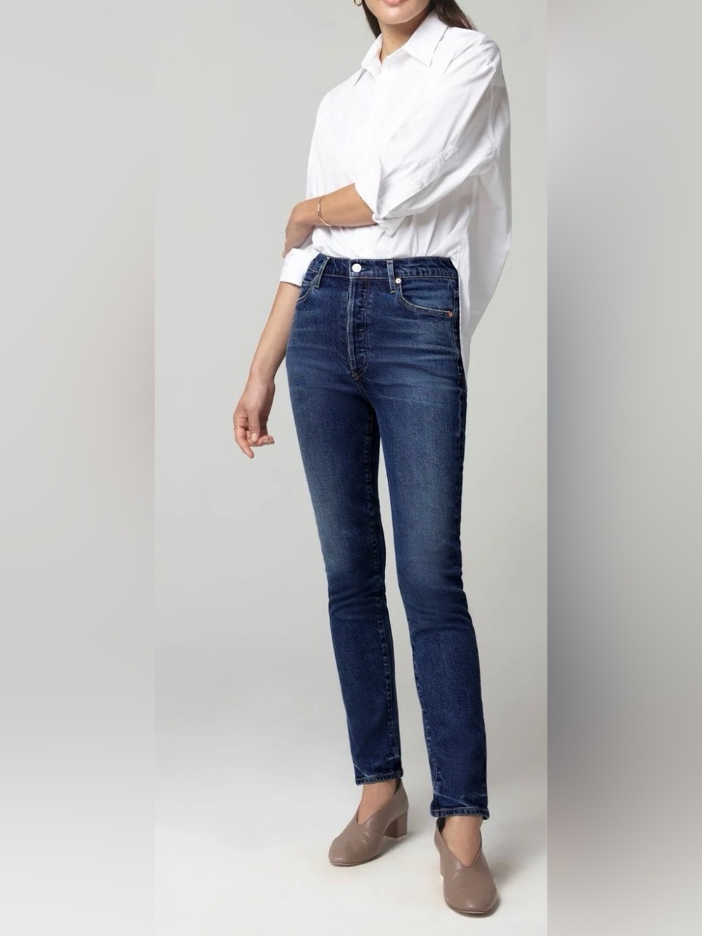 Citizens Of Humanity Slim Straight Jeans - Dark Blue Denim